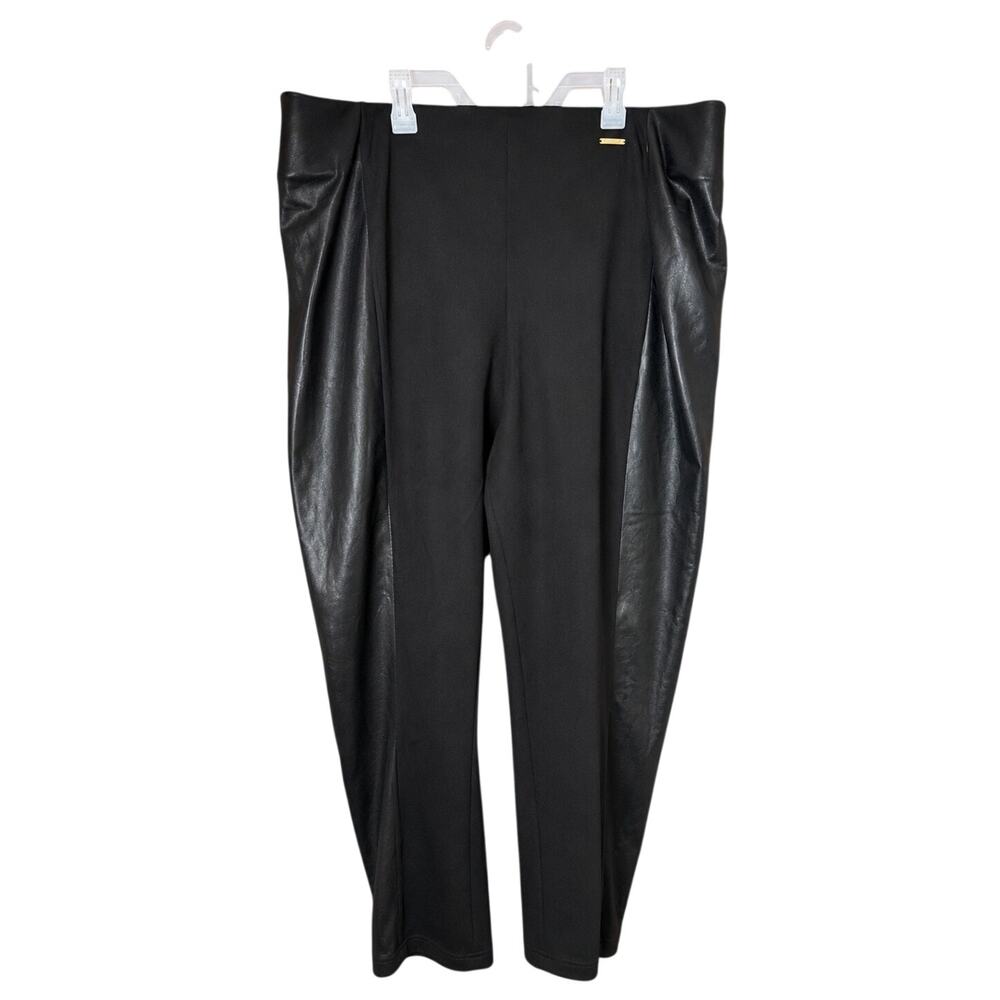 Marc New York Andrew Marc 3X Black Faux Leather Panel Leggings Pants Plus Size
